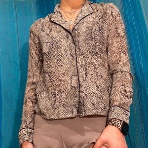 Mono Snake Print Chiffon Blouse PLT